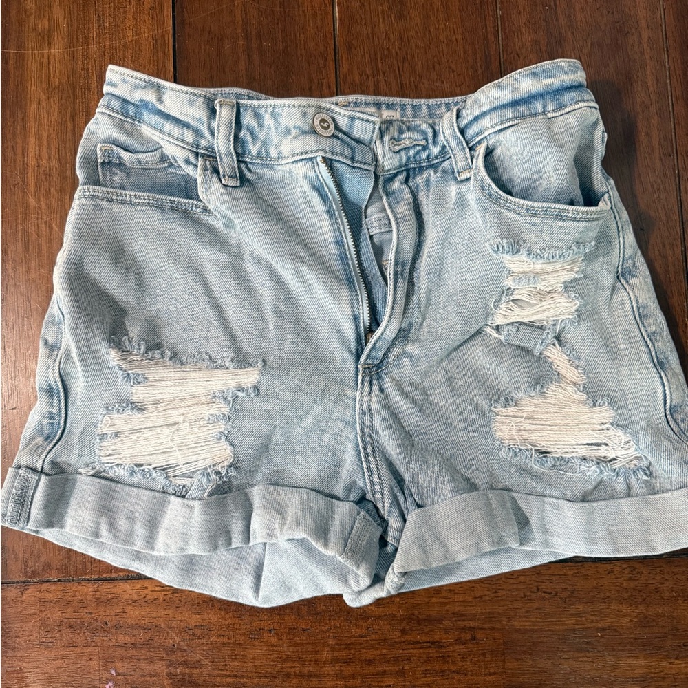 Hollister Light Blue Ripped Jean Shorts